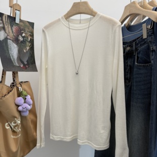 70天丝 30羊毛！超好穿的基础百搭纯色T恤 秋冬薄款内搭打底衫女