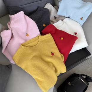 冬季的亮色内搭毛衣立体小南瓜羊毛针织衫休闲通勤百搭套头女上衣