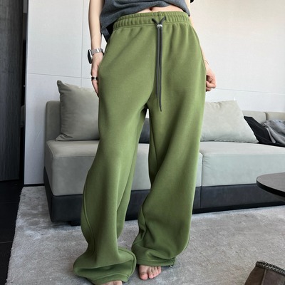 舒适柔软加绒休闲直筒卫裤
