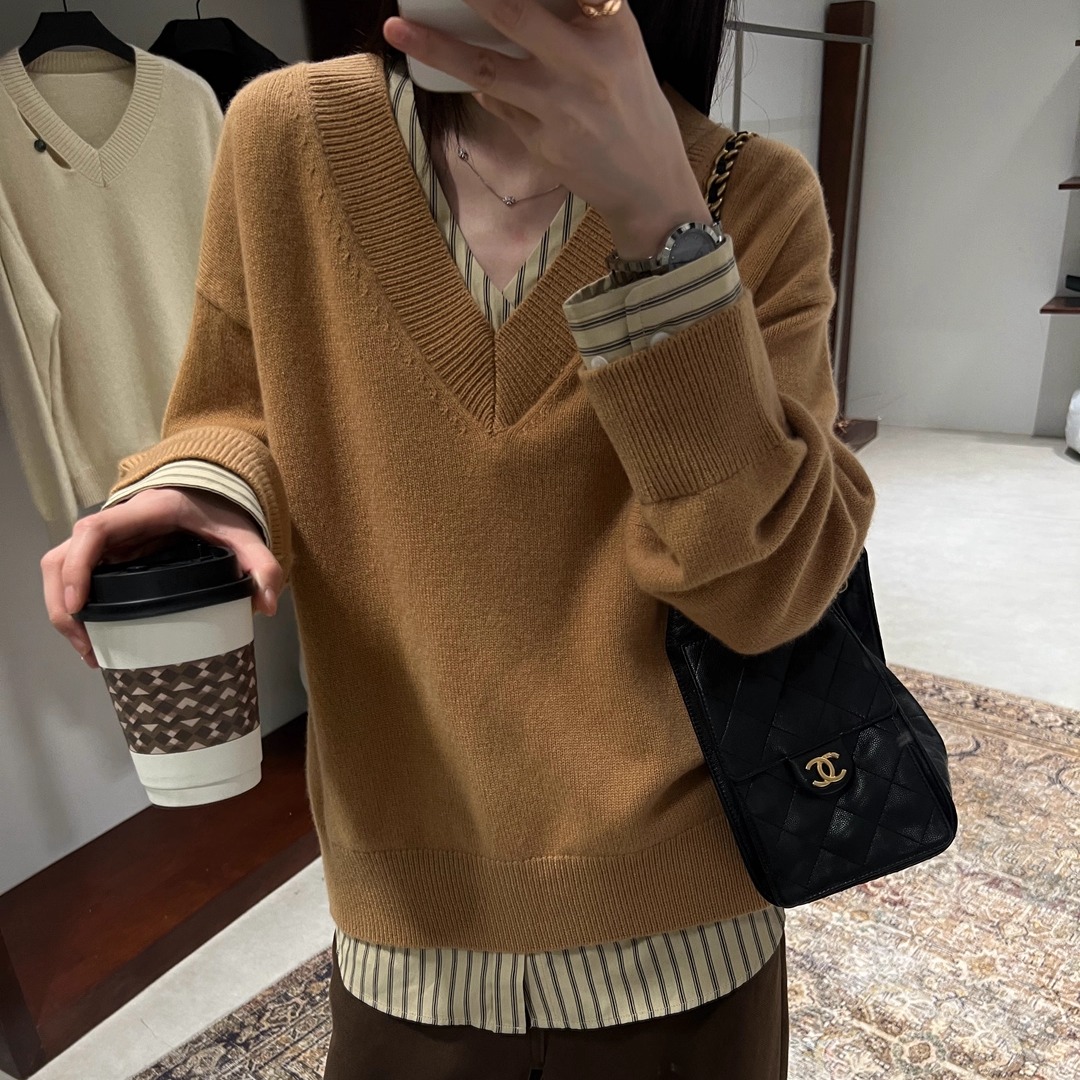 时髦洋气拼衬衫假两件羊毛针织衫