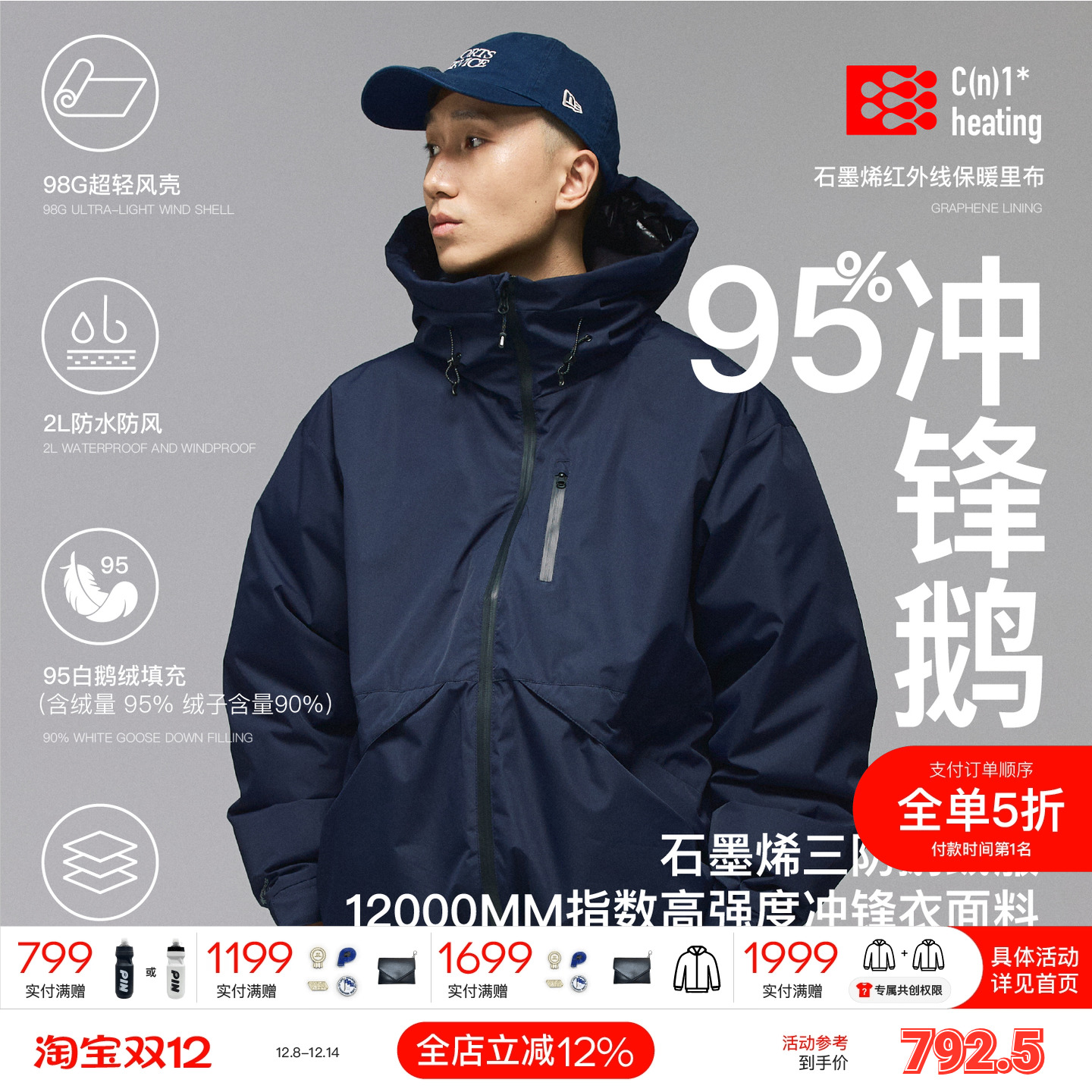 PINSKTBS「冲锋鹅」90白鹅绒