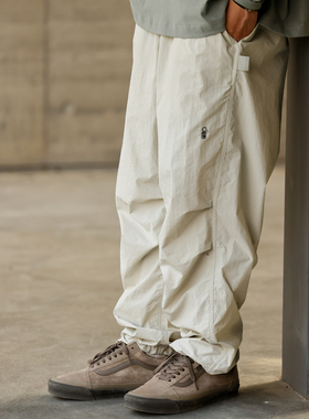 PINSKTBS 春季薄款日系潮流纯色宽松休闲机能工装裤伞兵裤长裤男
