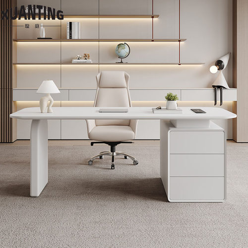 美容医美咨询桌奶油风设计师电脑书桌牙科整形医生接待洽谈办公桌