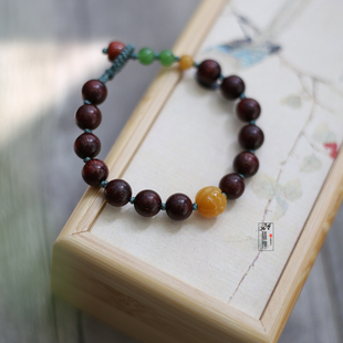 【蕴禅记】天然小叶紫檀手链 配多宝珠珠手链 手工制定