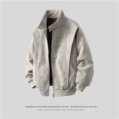 唐团夹克男女款 复古棒球领休闲宽松美拉德水洗皮衣港风 春秋季 美式