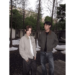 EME秋季美式复古水洗珠地棉夹克炒盐做旧短宽Boxy版型Cleanfit