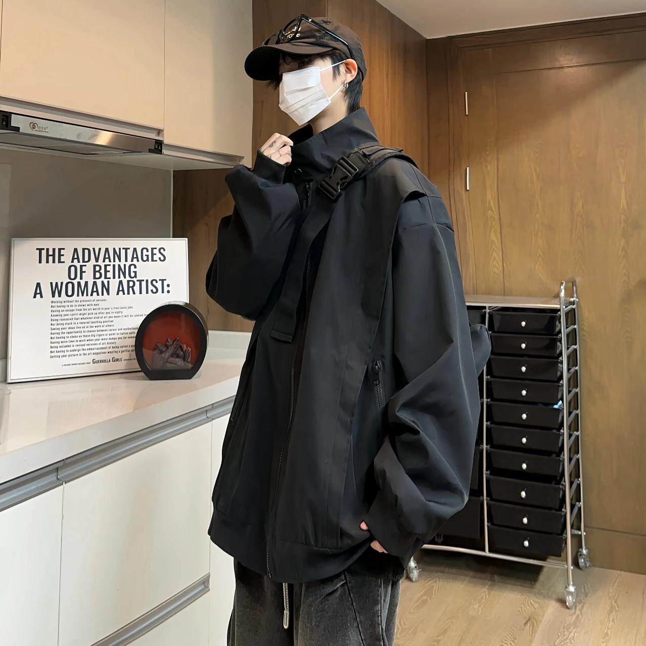 春秋新款百搭潮流ins休闲夹克男女同款oversize三防宽松情侣外套