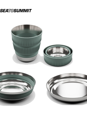 6折 Sea To Summit户外STS不锈钢便携折叠餐具野餐超轻碗杯子盘子