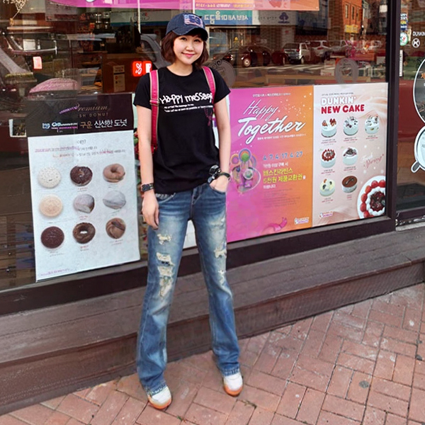 LOLITA全棉宽松直筒牛仔裤男女同款春夏复古破洞水洗做旧刺绣中腰