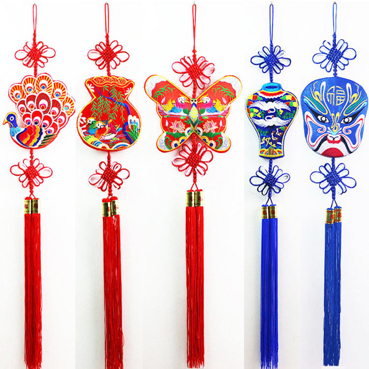 包邮中国结挂件手工特色刺绣鸳鸯荷包蝴蝶情侣鱼挂饰福字喜字结婚