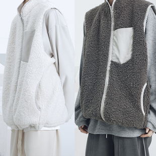 羊羔绒包边撞色立领马甲 衣疫 清仓 日系高级感叠穿背心 断码