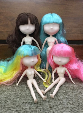 心怡娃娃6分doll无妆24cm头围小布blythe绘画DIY画妆练妆头雪儿