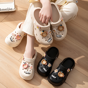信智利少女感凉拖鞋夏季玩趣菁英丑萌玩偶勃肯鞋半包厚底沙滩鞋软