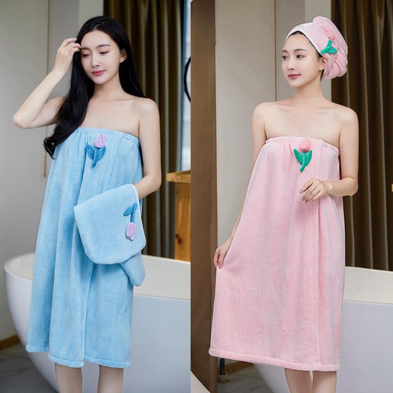 浴袍女2024款家用洗澡吸水大人可裹抹胸巾浴裙夏季可以穿的浴巾女