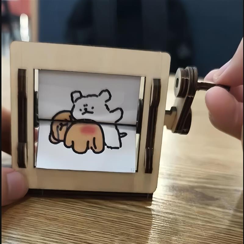 小红书同款线条小狗转动打屁股摇摇乐创意解压小玩具桌面装饰摆件