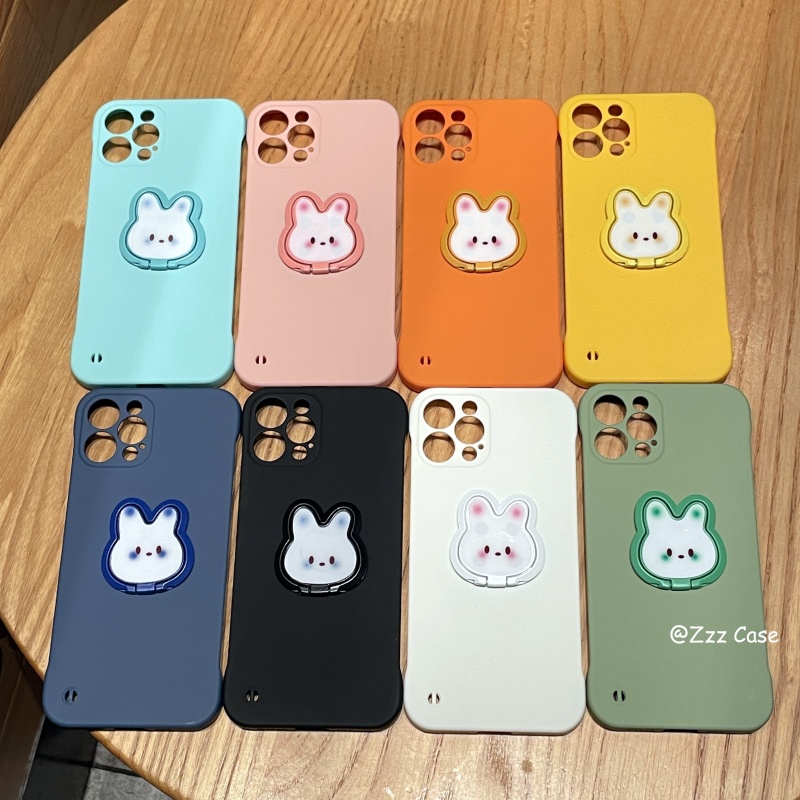 ins风简约纯色兔子指环支架适用于oppoReno13手机壳reno12pro半包RENO9/8/7无边框硬壳findX8保护套