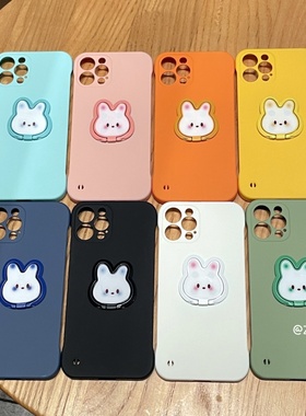 纯色简约兔子指环支架适用于一加15手机壳1加ACE5半包1+ace5Pro无边框12情侣款oneplus11硬壳13