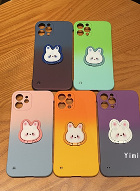 适用于手机壳可爱兔子支架无边框华为mate70Pro硬壳卡通Pura70防摔p60p50新款MATE50简约半包NOVA14保护套