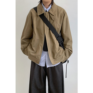 林弯弯美式重磅复古水洗立领工装夹克男女宽松巴恩风猎户外套春潮