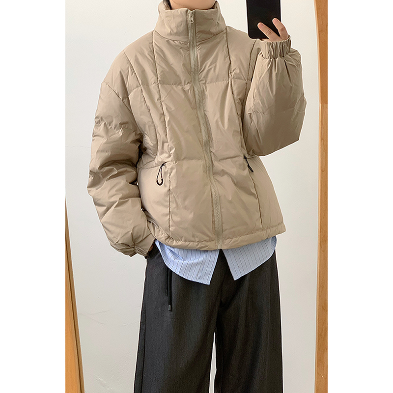 林弯弯美式复古解构风格立领棉衣男女冬季保暖白鸭绒羽绒服外套潮