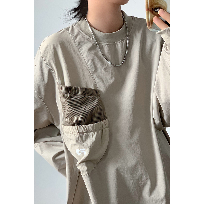 林弯弯日系复古撞色长袖球衣男女户外运动训练服机能户外情侣T恤