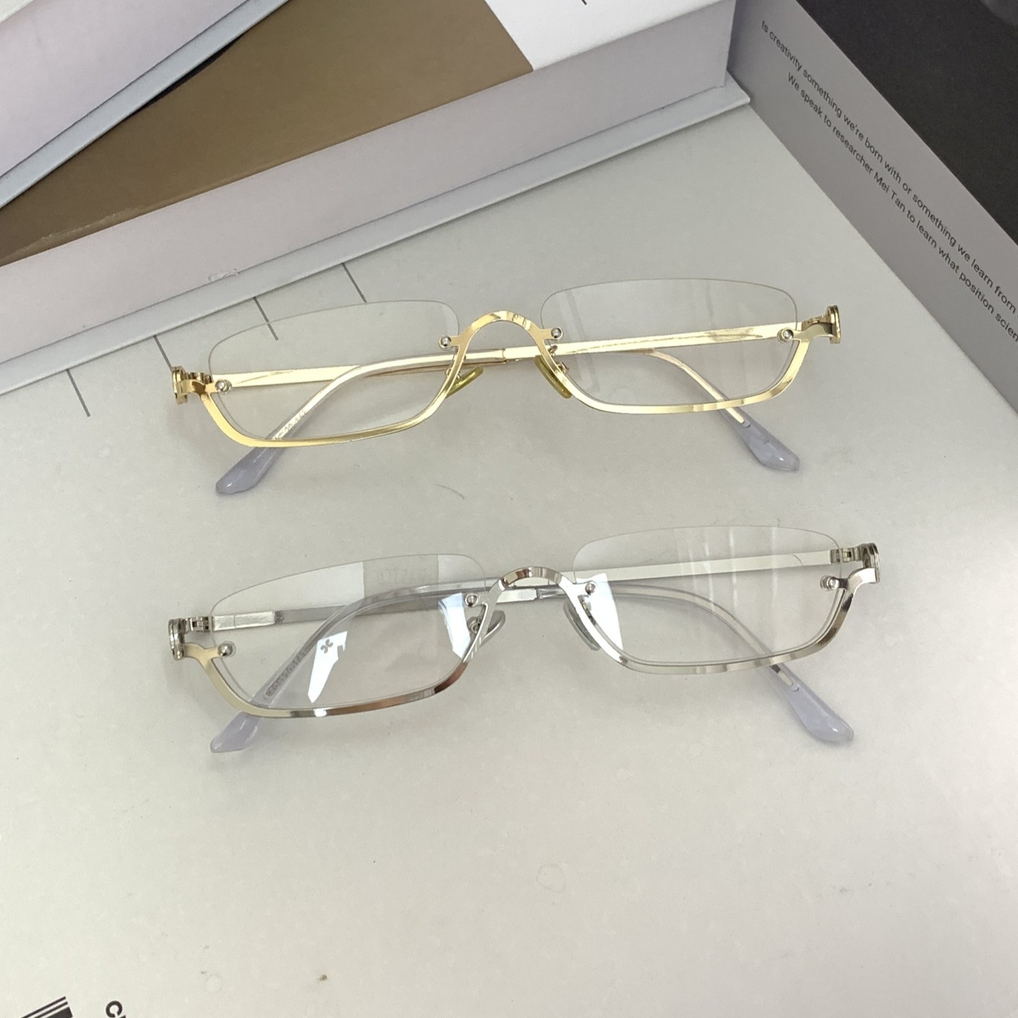 下半框金属千禧年y2k辣妹眼镜时尚个性斯文气质百搭ins平光镜小脸