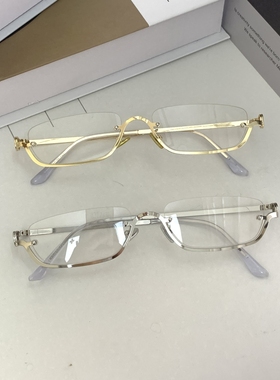 下半框金属千禧年y2k辣妹眼镜时尚个性斯文气质百搭ins平光镜小脸