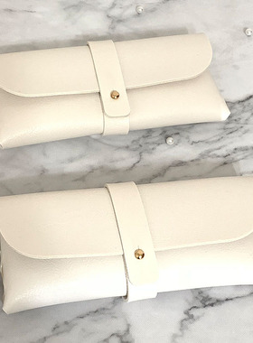 收纳盒白色皮质大气时尚眼镜盒手工收纳包潮黑色个性抗压便捷简约