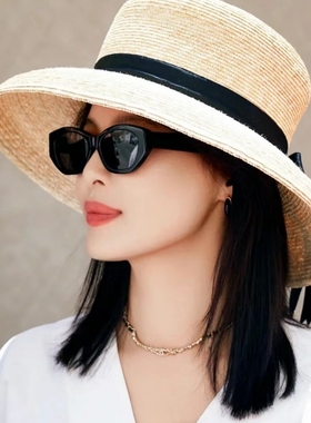 辛芷蕾同款猫眼黑色小框墨镜男女时尚街拍百搭旅游度假太阳眼镜潮