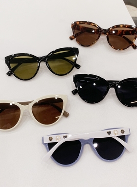 韩版猫眼装饰绿色墨镜圆脸显瘦女