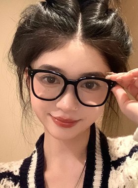 黑色近视眼镜女复古百搭网红款透明白素颜神器方形平光镜学生潮男