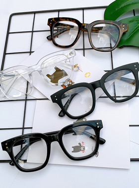 小红书网红黑色粗框大方眼镜韩版复古时尚近视平光镜素颜防蓝光女
