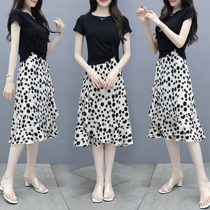 RM10026#夏装新款碎花雪纺连衣裙两件套法式显瘦气质女生范