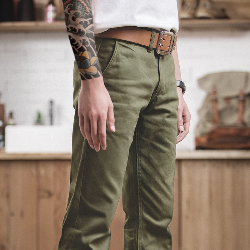 Madden tooling French retro 14oz Heavy Red ear Overalls Ami Khaki chino Khaki Pants manin the Men's clothing, Casual pants  category - from Buy2taobao.com to provide professional Taobao agent buy service