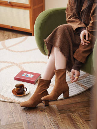 JUNJUN麂皮绒法式短靴，优雅温柔有质感～靴子鞋