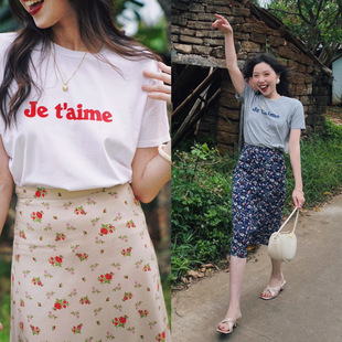 aime 法语字母纯棉正肩白T恤 JUNJUN