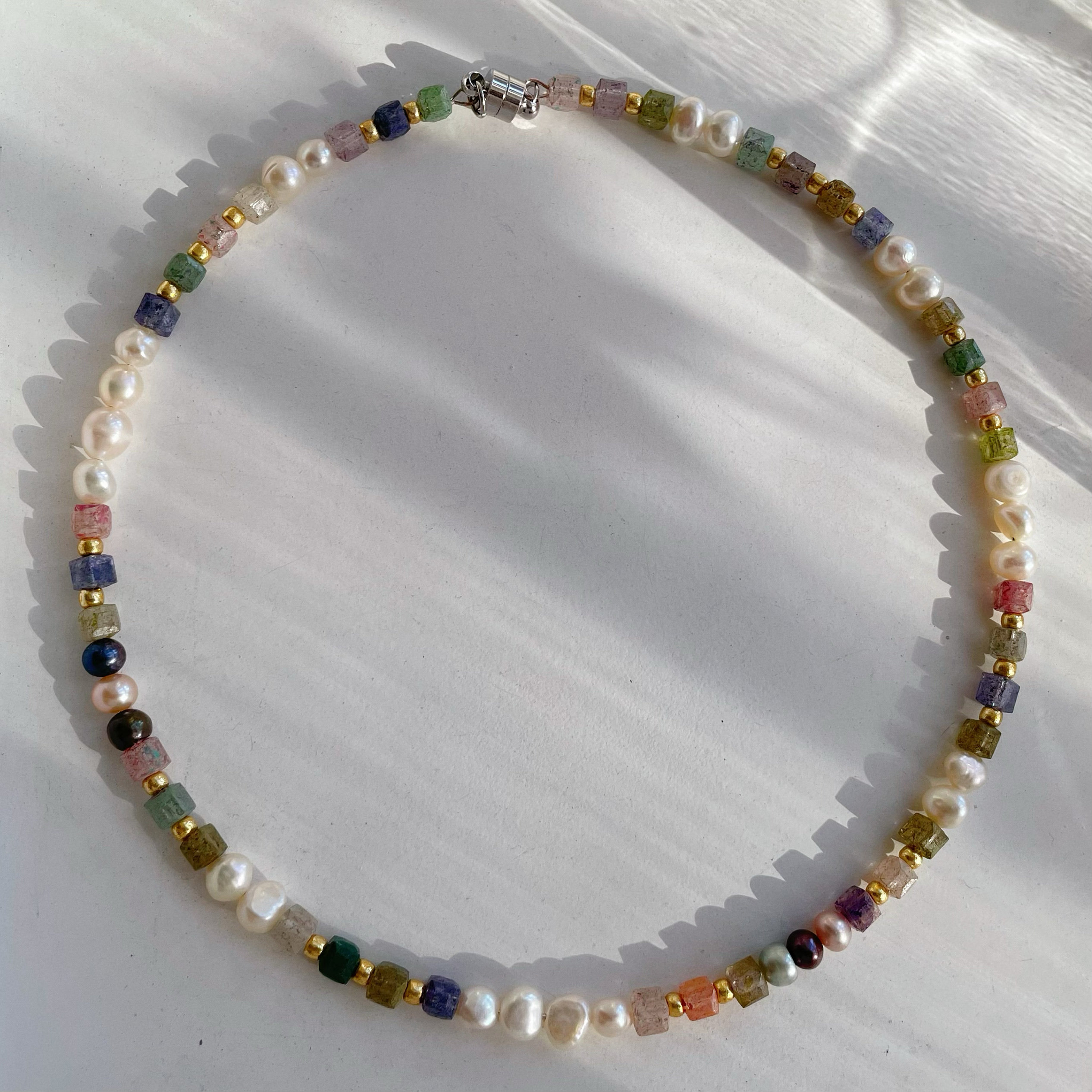 MISSU 毕加索复古油画感方糖水晶淡水珍珠项圈choker