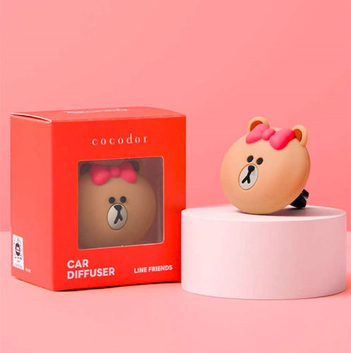 韩国代cocodor联名LINE FRIENDS蝴蝶结布朗熊车载香薰持久淡香
