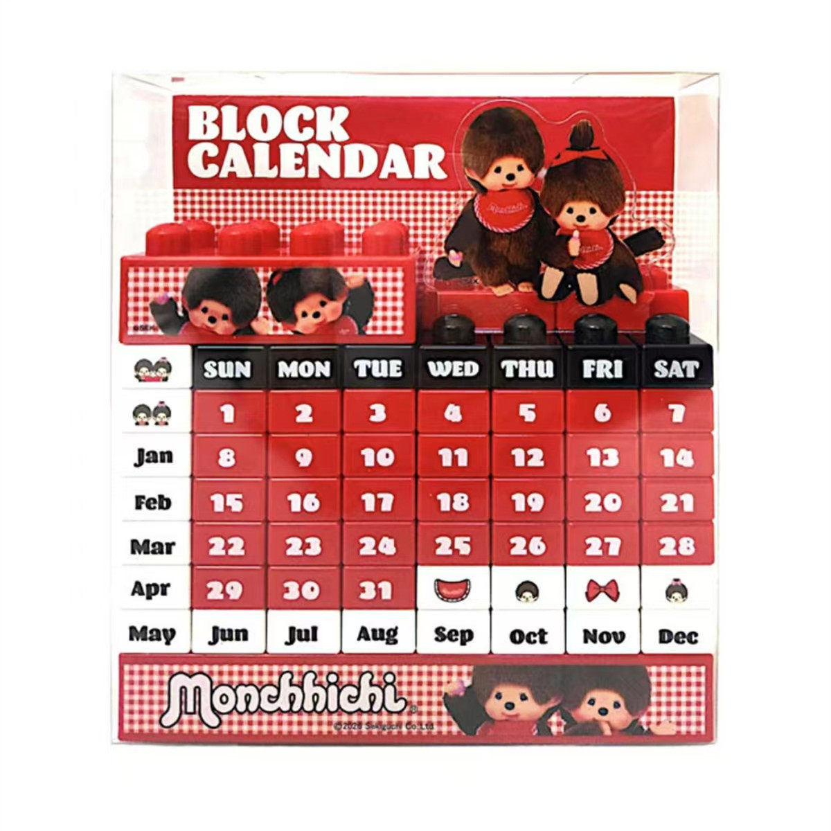 韩国代Monchhichi 蒙奇奇限定活动积木万年历创意台历diy日历摆件