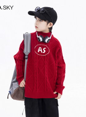 韩国AS品牌正品男童秋冬韩系高领打底毛衣2025新款儿童加厚针织衫