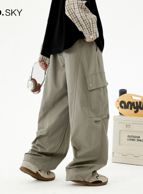 anothersky 男童加厚裤子儿童冬装加绒工装裤2025新款直筒阔腿裤