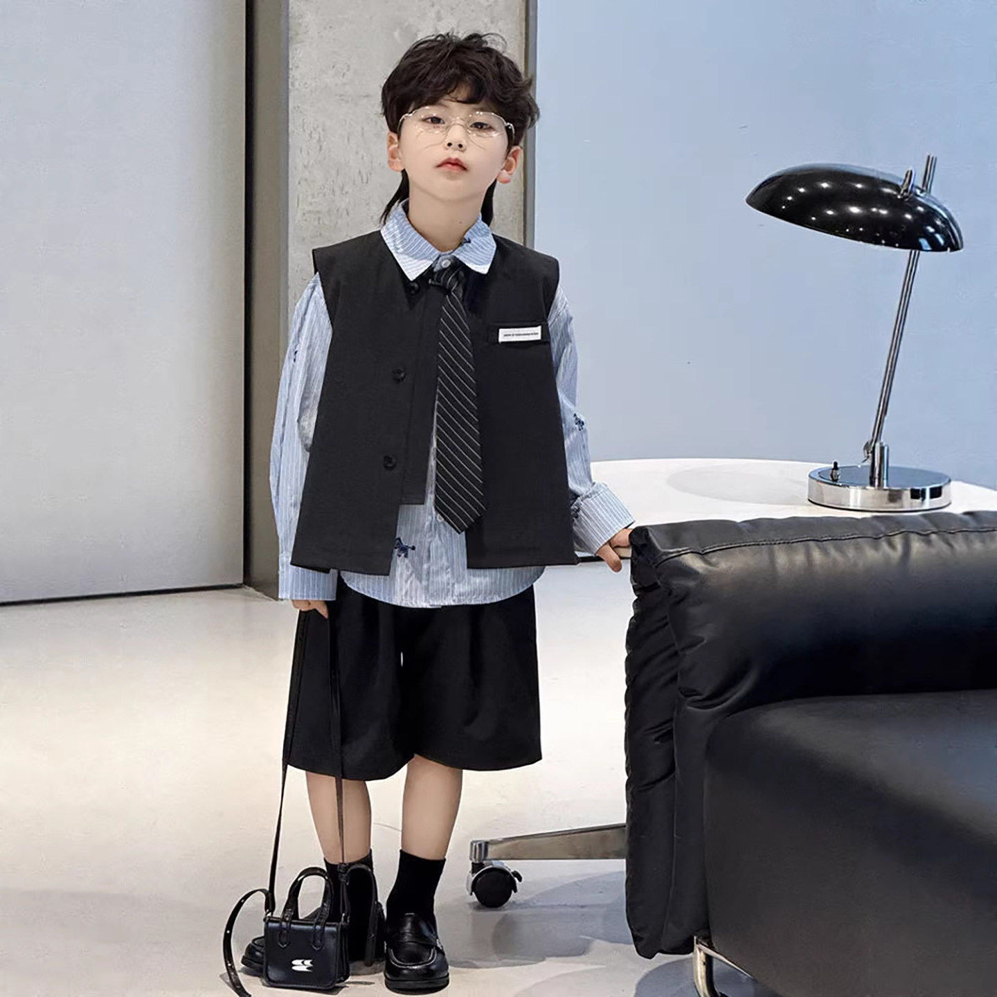 法国Uamtor男童西装套装英伦学院风儿童生日礼服春夏季男孩演出服