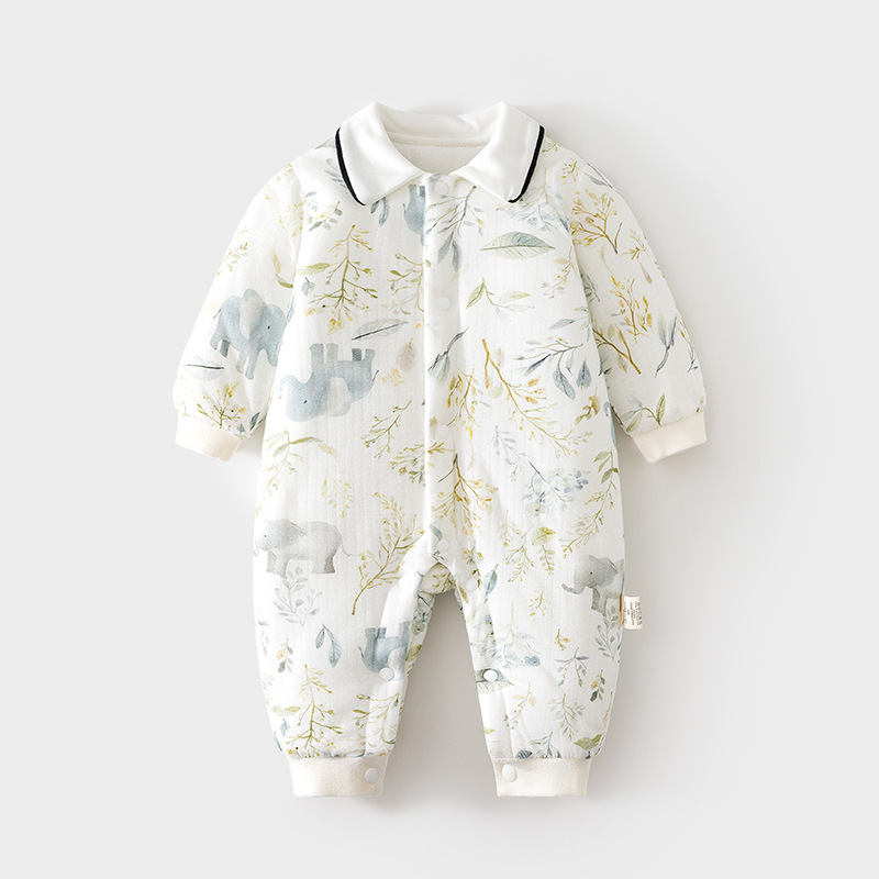 婴儿加棉100克连体衣秋冬装