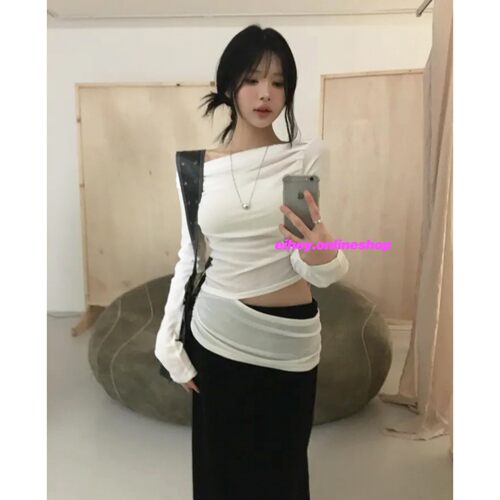 褶皱一字肩修身百搭上衣女