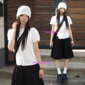 女 衬衫 eihey诶嘿26新款 日漫少女轻亚感木耳花边翻领上衣纯色短袖