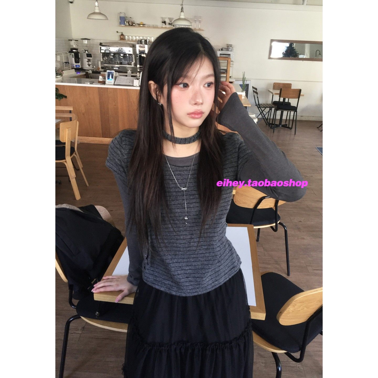 eihey诶嘿拼接条纹假两件长袖围脖上衣女韩系复古针织打底衫内搭,女装/女士精品,T恤,淘宝优惠券,粉丝福利购,淘宝优惠卷