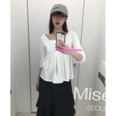 eihey诶嘿秋季 上衣女 内搭打底衫 方领娃娃衫 百搭休闲简约甜味衬衫