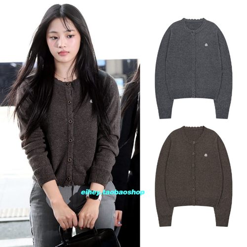 eihey诶嘿长袖圆领针织开衫女