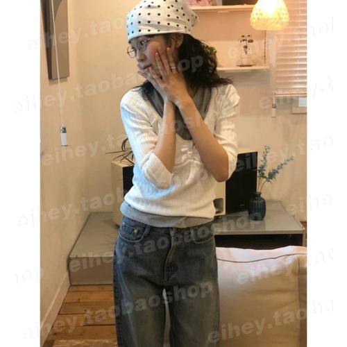 eihey诶嘿百搭七分袖T恤上衣女