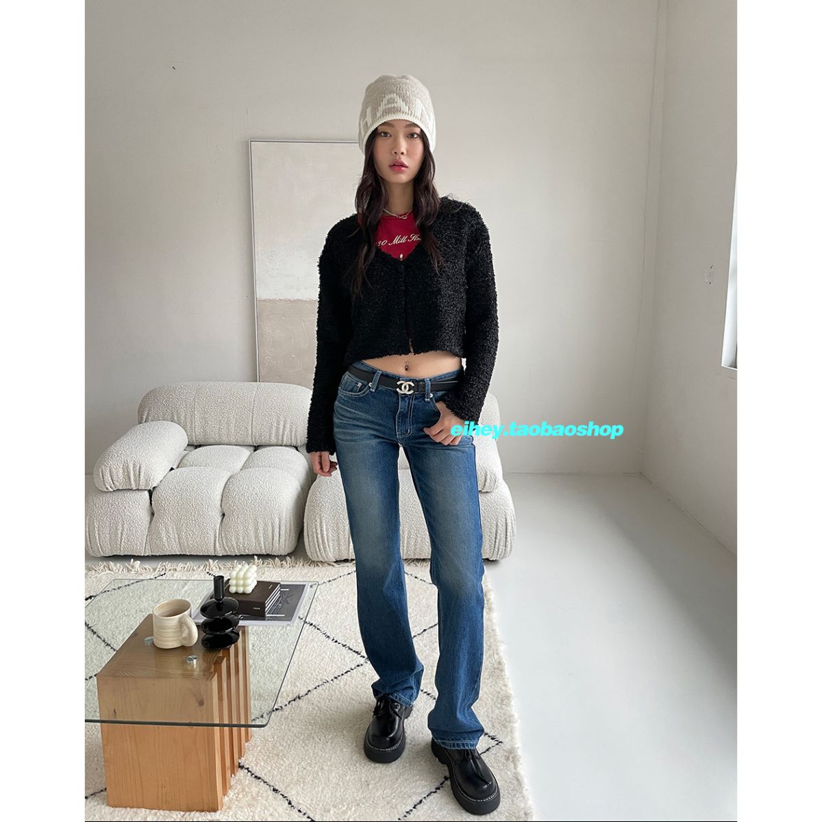 eihey诶嘿春季低腰直筒牛仔裤女